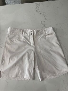 adidas White Women's Bermuda Shorts with Double Snap Waist